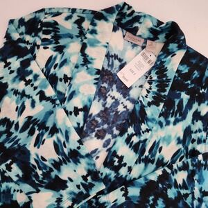 NEW Chico's Easywear Blue Lagoon Magdalena 3/4 Sleeve Open Front Cardigan 3 XL